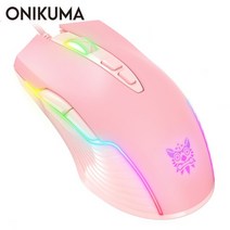 스타크래프트마우스 서든어택 버티컬 손목보호 ONIKUMA 6400 DPI 유선 게임용 마우스 호흡 LED 광학 USB 7 버튼 게이머 컴퓨터 노트북 PC 데스크탑 용 158, 협동사, 핑크 게임용 마우스