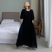애플망고샵 여름 오버핏 소매퍼프 루즈핏롱원피스 4414 롱치마