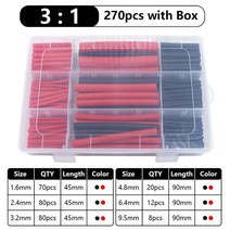 열 수축 튜브 내열성 튜브 열 수축 포장 키트 전기 연결 와이어 케이블 절연 슬리브 102-750 개, 10 270pcs with Box