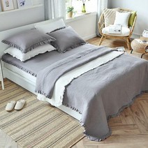 코튼 피그먼트 워싱 스프레드, 베개커버 50x70 그레이