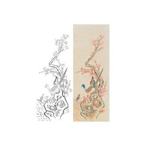 화조도8폭 병풍2 민화 컬러링 도안 취미 원데이클래스.율아트, 화조도1 고급닥순지A2, 1개