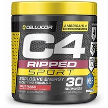 C4 Sport Pre Workout 분말 25회분 카페인 베타알라닌, 과일 펀치, 30회분