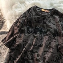 VRF 아메카지스타일 클래식 와이드 루즈핏 반팔티셔츠남자 여름 드렌드 의류 커플룩 캐쥬얼 상의