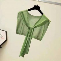 카라 숄더 작은 숄에 아이스 니트 매치 매듭 머플러 여 숏 목 보호대 얇은