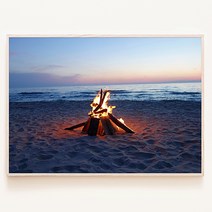 해안가의 모닥불 캠프파이어 사진 낭만적인 바닷가 풍경 인테리어 별장 소품 액자, 16. 다크 그레이