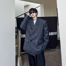 가을더블밑단루프장식루즈핏남성정장코트투톤KK56/P195