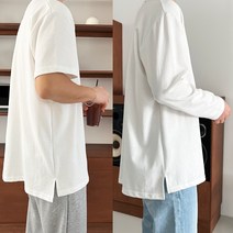 감사제 기획 레이어드 옆트임 반팔 긴팔 무지 라운드 티셔츠 이너티_(2color) 오버핏 빅사이즈 90~110