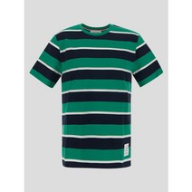톰브라운 명품size105 그린네이비 코튼 백 RWB 스트라이프 반팔 티셔츠 MJS193A J0030 301