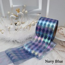 원단 6cm 8cm 무지개 빛깔의 얇은 명주 그물 리본 25 야드 반짝이 다이아몬드 메쉬 diy 수제 공예 헤어 밴드 장식 패브릭 소재 용품, 네이비 블루