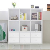 장인가구 프린스 1200 3단 서랍형 책장, 화이트