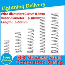 인장스프링 스텐인장스프링 금형 스테인레스 스틸 압력 스프링 304 SUS 압축 스프링 스틸 와이어 직경 0.4mm 0.5mm 10 개, 0.4mm_5mm, 20mm