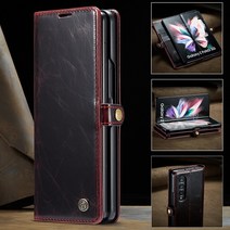 DFMEI zfold3 휴대 전화 쉘 올 인클루시브 접는 폴더형 가죽 케이스 갤럭시 W22 보호 케이스 fold3 럭셔리 5G 마그네틱 카드 슬롯 지갑 남성과 여성 전면 및 후면