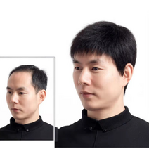 BAER 남자 중년가발 통가발 인모가발100% 자연가발