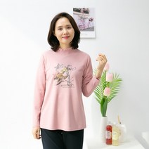 엄마옷마미소 스모크나염블라우스 5060중년여성의류 긴팔 큐빅장식티셔츠 꽃무늬 미시옷 마담의류 40대옷/50대/ 반목프릴티 레이스 빅사이즈 스판티