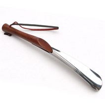 웨스턴 크롬도금 구두헤라 31cm (스텐 장구두주걱 가죽끈 나무손잡이 고급 쇠장헤라 롱 구두칼), 색랜덤