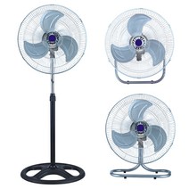 AKRUA 공업용 선풍기 3 in 1 기계식 공업용 회전형 46cm 대형선풍기 다용도 메탈 플로어 팬 스텐드 선풍기, 실버