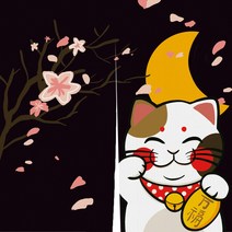 출입구노렌 후쿠 벚꽃놀이 / 일식디자인 가림막 인테리어 가리개 커튼 / 주문제작 / 구다폼 X JOOHA