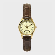 커플 카시오 시계 가죽 LTP-V005GL-9A 여성 CASIO