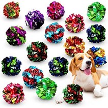 SunGrow 강아지 크링클 장난감 공 10팩 다채로운 고양이 공 츄 앤 체이스 실내 고양이를 위한 경량 마일라 장난감 건강하고 활동적인 상태를 유지 프렌치 불독 닥스훈트, 14-Pack