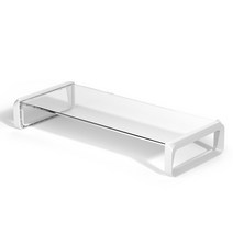 클라빙 강화 유리 모니터 받침대 스탠드 USB 포트 화이트/블랙, 모니터 받침대(화이트)