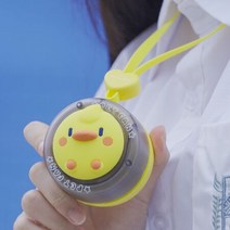 귀여운 어린이 휴대용 목걸이 미니선풍기, 노란오리