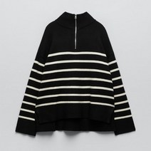 자라 ZARA 스타일 오버핏스웨터 지퍼 장식 스트라이프 니트 3519125104