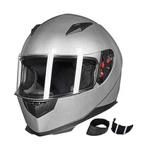 ILM 풀페이스 오토바이 스트리트 바이크 헬멧과 탈부착 가능한 겨울 목 스카프 + 바이저 DOT 모델 2개-JK313 (M 매트 블랙), X-Large, Silver