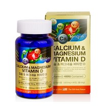오리진 칼슘 마그네슘 비타민D 코랄 산호칼슘 비소성 천연 뼈에좋은 어린이 청소년 임산부 노인 영양제 보충제 미국산, 1600mg, 90정