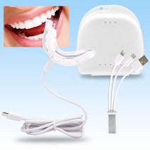 치과성분 치아미백 셀프치아미백제 3in 1 휴대용 스마트 콜드 블루 라이트 LED 치아 미백 장치 박스 USB, 01 1 set