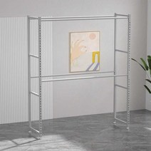 세탁소 행거랙 옷걸이 의상실 철제 의류창고 업소용, 화이트 그레이 100x50x200(3단)