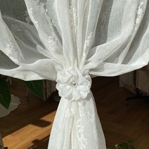 진주 코사지 커튼집게 2종 커텐 끈 타이백, 크림, 선택:크림