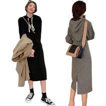 JUST FEEL!NG 1+1 가을 후드 맨투맨 긴팔 원피스 루즈핏 키작녀 이너 긴 치마 롱원피스 롱맨투맨 맨투맨원피스