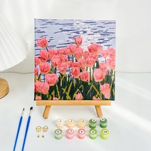 요우니 DIY 그림그리기 튤립 유화 세트 +삼각대, 꽃의 바다20x20cm+삼각대24x18cm
