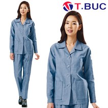 봄 여름 여성 작업복 T-56 상의 하의 개별판매 M~4XL 블루 긴팔 반팔 회사 근무복 유니폼 여자 춘추 티뷰크