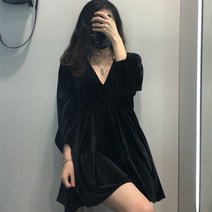 녕동 캐주얼 하객룩 블라우스 여성 가을 겨울 롱원피스 벨벳 긴팔 원피스 빅사이즈 +사은품