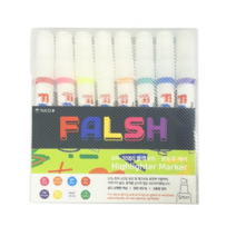 투코비 falsh 형광 화이트 블랙 윈도우마카펜 8색 세트, 7개