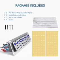 판넬스위치 램프 명판 2-8 갱 듀얼 led 해양 보트 로커 스위치 패널 트럭 보트 자동차 스위치 패널 라이터 소켓 회로 차단기 금속 재료, 8 갱 실버