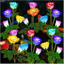 DFMEI 태양광 정원등 LED 변색 태양광 장미등입니다, 6그루 24송이