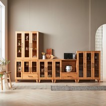 더젠 에르뎀참죽원목3300 유리도어 다용도주방수납장세트1(상부900장식장/900서랍수납장/900수납렌지대/600수납장/900장식장/도장제품), 브라운