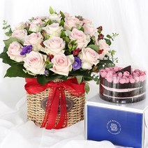 99플라워 (당일수령) 러브스토리+케익 [ST-A1949] - 전국꽃배달서비스 꽃바구니 케익 당일배송 생화 꽃선물 생신 생일 축하 기념일 장미