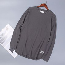 WZC 봄가을 남성 와플 티셔츠 무지 라운드 긴팔 이너 상의 기본 베이직 빅사이즈 4컬러 M~5XL