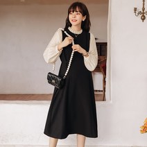 민소매 밴딩 미니 촬영 배색 스판 출근룩 니트 소임 임산부원피스 기모