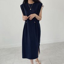[어반프랑] 피셔 맨투맨 쭈리 나시 민소매 허리스트링 면 원피스