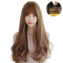 에쉬울프 고급원사 전체가발 + 가발망 세트, 스모크핑크 × 1세트, 1세트