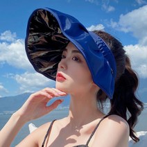 은창]사선 웨이브 블랙 암막 선캡 모자 썬캡 여름 밀짚 왕골 여름 자외선차단 여성 돌돌이 썬캡 모자 라피천만의쇼핑