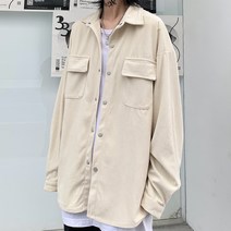 미국 남여 코듀로이 라이너 코트 루즈핏 셔츠 추동 상의 커플룩