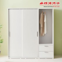 라자가구 위드 빅 1800 슬라이딩 옷장+서랍행거장 jy219 옷장세트, 화이트화이트