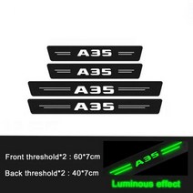 벤츠 화려한 도어 씰 안티 킥 스티커 임계 스커프 스크래치 테이프 A 클래스 A35 로고, 4pcs