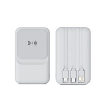 무선 15W 고속충전 맥세이프 대용량 보조배터리 20000mAh 케이블 일체형 PD22.5W 호환, 화이트