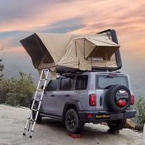 차박텐트 탱크 300suv 자동차 지붕 텐트 하우스 자가 운전 투어 하드 쉘 사용자 야외 캠핑 BJ40 랭글러, [03] M사이즈 1.6미터[카키+화이트 커버]